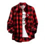 Plaid Button-Up Shirt / Short-Sleeve Crew Neck Plain T-Shirt