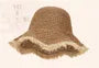 Fringed Trim Straw Bucket Hat