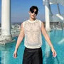 Crewneck Mesh Plain Tank Top
