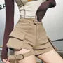 Mid Waist Cutout Denim Hot Pants