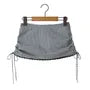 Halter Plaid Panel Lace Trim Top / Mid Waist Drawstring Mini Pencil Skirt