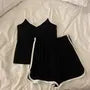 Pajama Set: Spaghetti Strap V-Neck Camisole Top + Shorts
