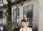 Halter V-Neck Lace Mini A-Line Dress / Plain Sweater
