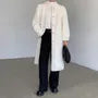 Stand Collar Plain Fluffy Button-Up Long Coat