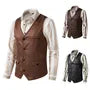 V-Neck Plain Single-Breasted Faux Suede Vest