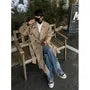 Collared Plain Midi Double Breasted Trench Coat