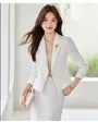 Notch Lapel Plain Single Breasted Blazer / High Rise Midi Pencil Skirt
