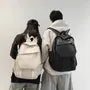 Plain Faux Leather Laptop Backpack