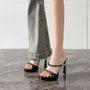 High Heel Rhinestone Slide Sandals