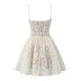 Spaghetti Strap Tie Waist Lace Mini A-Line Corset Dress