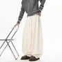 Drawstring Waist Plain Panel Wide Leg Sweatpants
