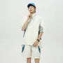 Couple Matching Short Sleeve Stand Collar Color Block Zip Windbreaker