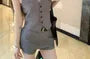 V-Neck Plain Crop Button Vest / Mid Rise Shorts