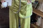 Pajama Set: Long Sleeve V-Neck Contrast Trim Button Fleece Top + Plain Straight Leg Pants