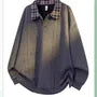Drop Shoulder Plaid Panel Polo Sweatshirt