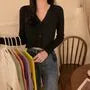 V-Neck Plain Cropped Cardigan