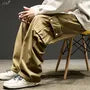 Mid Rise Plain Wide Leg Cargo Pants