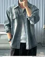 Washed Button-Up Denim Shirt Jacket