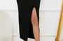 [XL -3XL] Long-Sleeve V-Neck Slit Hem Plain Midi Sheath Dress