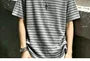 Short-Sleeve Henley Neck Striped T-Shirt