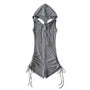 Sleeveless Henley Plain Hooded Drawstring Romper