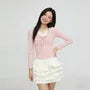 Long-Sleeve Plain Balletcore Crop Top / Mid Rise Tiered Mini A-Line Skirt