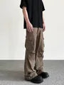 High Waist Plain Wide Leg Cargo Pants