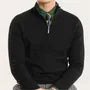 Long-Sleeve Mock Neck Half Zip Plain Knit Top