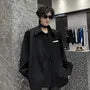 Mock Two-Piece Long-Sleeve Contrast Trim Button-Up Shirt