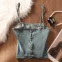 Studded Denim Crop Bustier Top