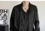 Long-Sleeve Scarf Neck Button-Up Plain Shirt