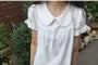 Short Sleeve Collared Ruffle Blouse