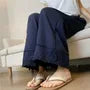 Maternity High Waist Lace Trim Perforated Cropped Wide Leg Pants