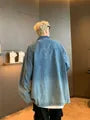 Collared Washed Frog Closure Denim Jacket