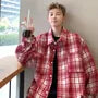 Long-Sleeve Plaid Pocket Detail Oversized Shirt