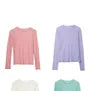 Long-Sleeve Round Neck Plain Mesh T-Shirt