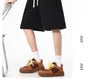 Drawstring Waist Plain Wide Leg Sweat Shorts