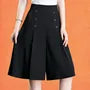 High Waist Plain Double Breasted Culottes
