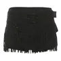 Mid Waist Belt Accent Plain Fringe Mini Pencil Skirt
