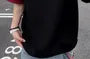 Elbow-Sleeve Stand Collar Contrast Trim Half-Zip T-Shirt