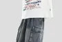 Mid Rise Washed Ruched Capri Wide Leg Cargo Jeans