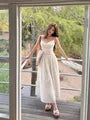 Spaghetti Strap V-Neck Plain Maxi A-Line Dress