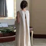 Sleeveless Plain Cut-Out Loose-Fit Midi A-Line Dress
