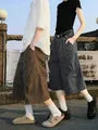 Mid Rise Plain Cargo Wide Leg Jorts