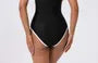 Notch Neck Contrast Trim Swimsuit