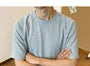 Elbow-Sleeve Crew Neck Plain T-Shirt