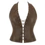 Halter Lace Up Faux Leather Bustier Top