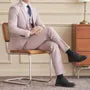 Set: Lapel Collar Plain Button Up Blazer + V-Neck Button Up Vest + Mid Rise Straight Leg Dress Pants