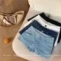 Low Rise Washed Denim Hot Pants