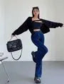 High Waist Washed Flared Jeans